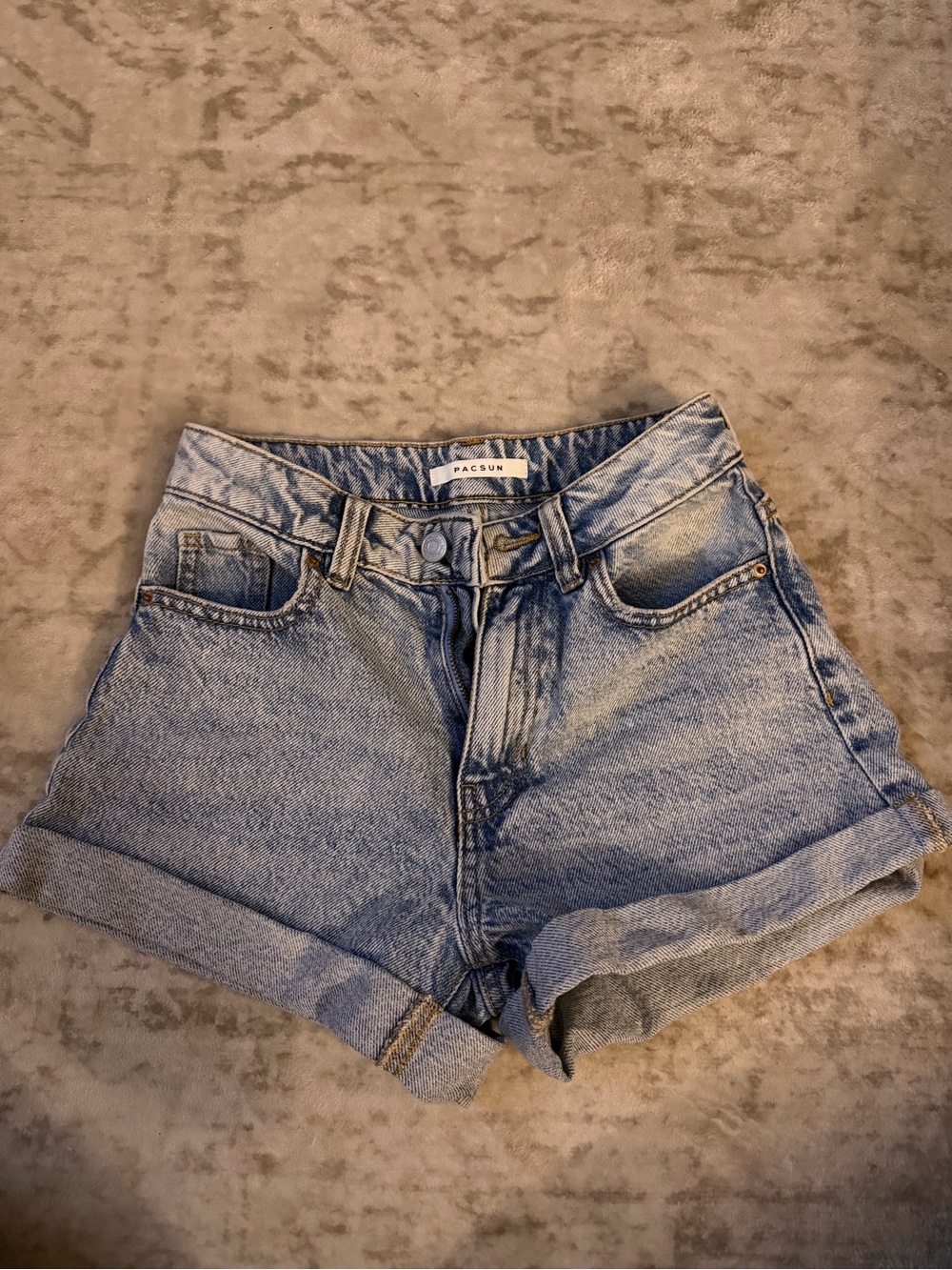 PacSun Light Wash Denim High-Rise Rolled Hem Shorts